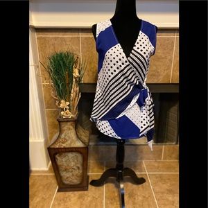 New York and Company Polka Dot Wrap Top